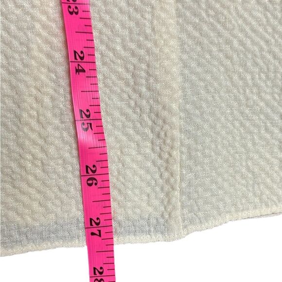 Eileen Fisher Textured Linen Blend Button Front Crew Neck Soft Yellow Size L - Picture 7 of 7